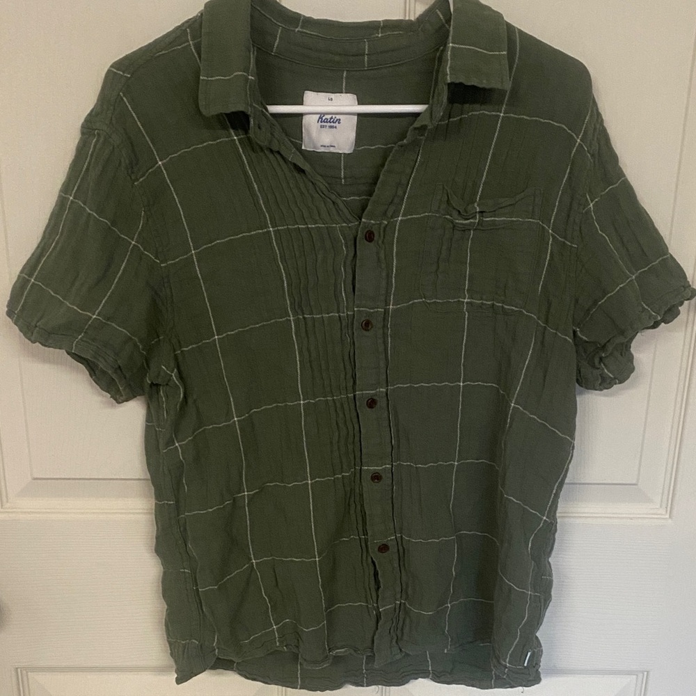 Habitat Olive Checkered Casual Shirt